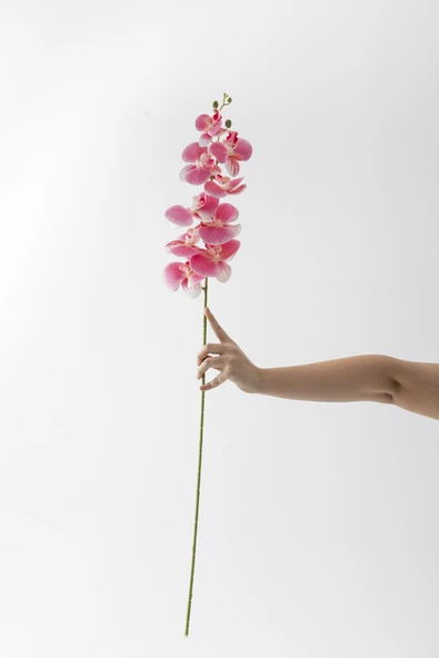 Güleç Yapay Çiçek Yapay Islak Orkide Çiçeği Açık Pembe Tek Dal ürün görseli 1