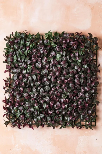 Güleç Yapay Çiçek Yapay Duvar Paneli Uv Korumalı Limon Dalı Bordo Yeşil 50*50 - Resim 2