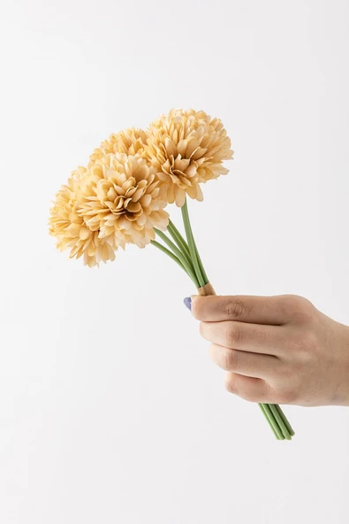 Güleç Yapay Çiçek Yapay Kasımpatı Çiçeği Sarı 25 Cm 7 Dal - 4