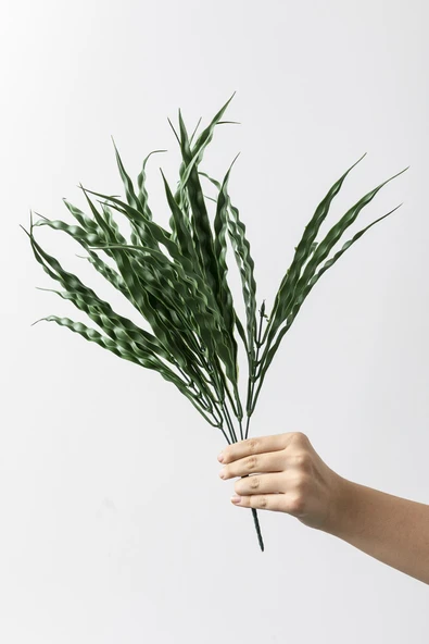 Güleç Yapay Çiçek Yapay Saz Demeti Koyu Yeşil 50 Cm 7 Dal(Uv) - Resim 3