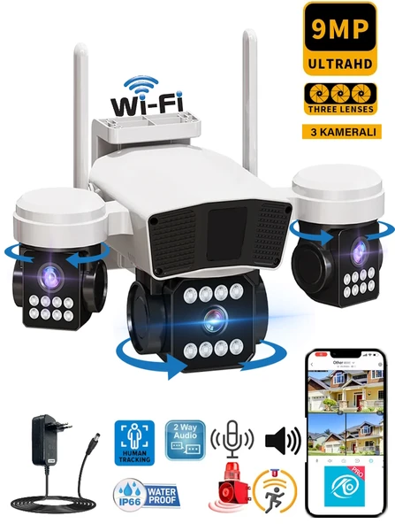 O-Kam 3036 128GB 9MP Üç Kameralı Gece Görüş Wifi Sesli