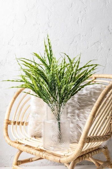 Güleç Yapay Çiçek Yapay Büyük Saz Demeti Açık Yeşil 60 Cm 10 Dal - 2