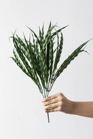 Güleç Yapay Çiçek Yapay Saz Demeti Koyu Yeşil 50 Cm 7 Dal(Uv) ürün görseli 1