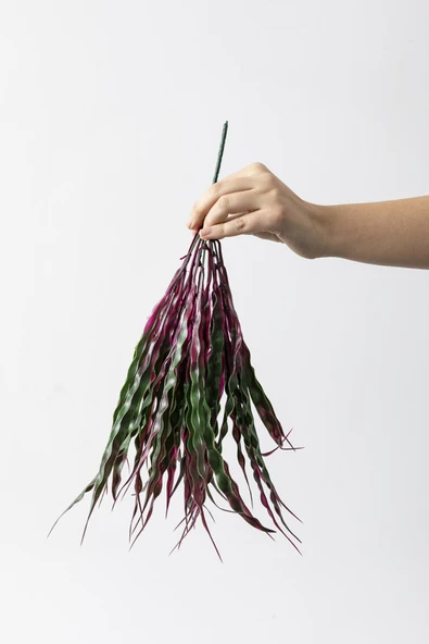 Güleç Yapay Çiçek Yapay Saz Demeti Yeşil Pembe 40 Cm 5 Dal(Uv) - Resim 5