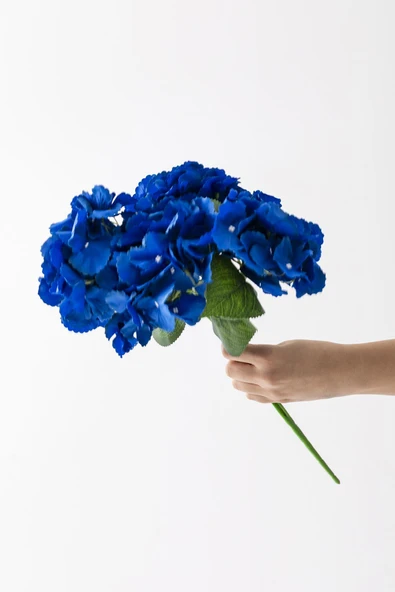 Güleç Yapay Çiçek Yapay Ortanca Çiçeği Mavi 45 Cm 5 Dal - Resim 3