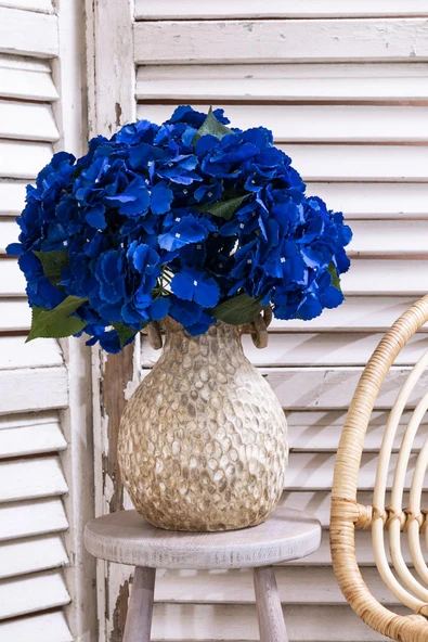 Güleç Yapay Çiçek Yapay Ortanca Çiçeği Mavi 45 Cm 5 Dal - Resim 2