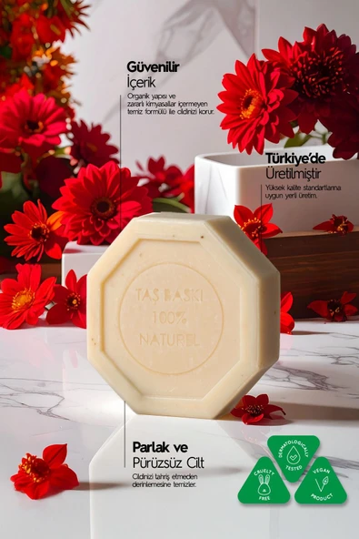 Bakarat Özlü Taş Sabun 3'lü Eko Paket Nemlendirici ve Canlandırıcı Cilt Bakımı - 3X125 gr - 2