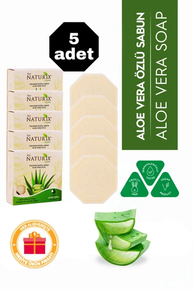 Aloe Vera Özlü Taş Sabun 5’li Eko Paket Nemlendirici ve Gözenek Destekleyici Bakım - 5x125 gr