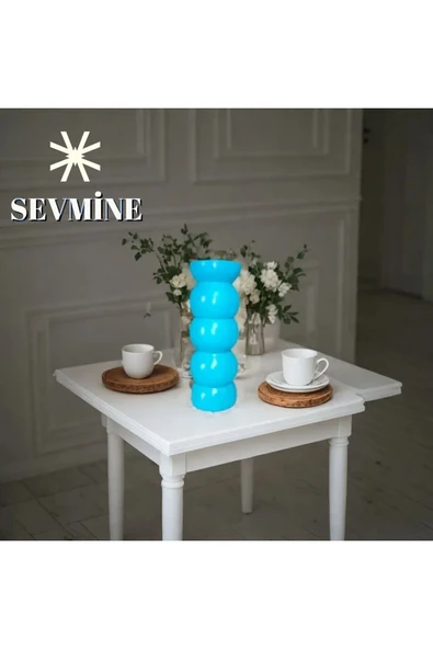 SEVMİNE Bohem Iskandinav 20 Cm Turkuaz Vazo | Hediyelik Zarif Modern Tasarım Trend Dekor ürün görseli 1