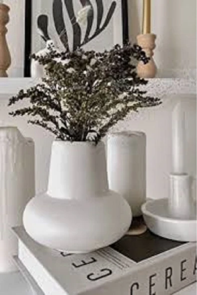 SEVMİNE İskandinav Bohem Vazo Modern Beyaz - Resim 2