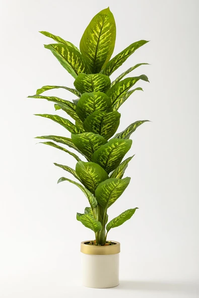 Güleç Yapay Çiçek Yapay Difenbahya Ağacı 160 Cm Krem Gold Saksı ürün görseli