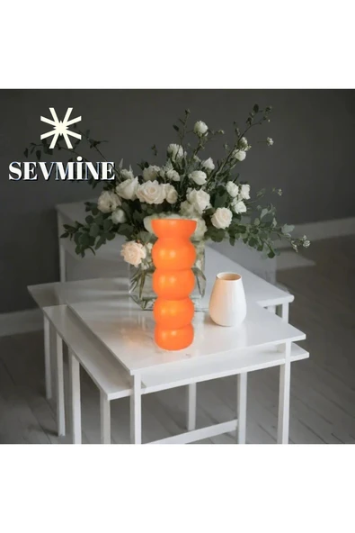 SEVMİNE Bohem Iskandinav 20 Cm Turuncu Vazo | Hediyelik Zarif Modern Tasarım Trend Dekor ürün görseli 1