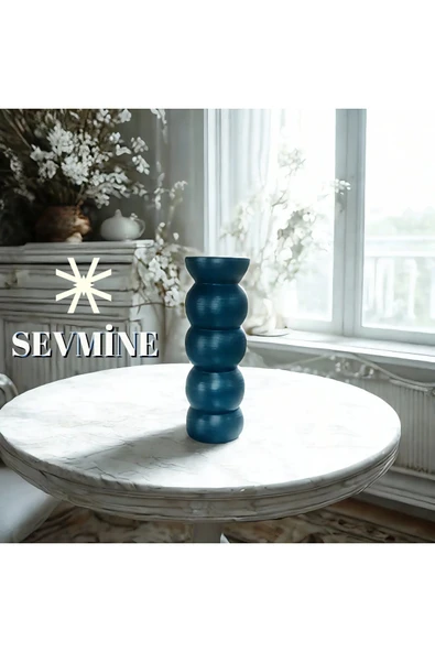 SEVMİNE Bohem Iskandinav 20 Cm Koyu Mavi Vazo | Hediyelik Zarif Modern Tasarım Trend Dekor ürün görseli 1