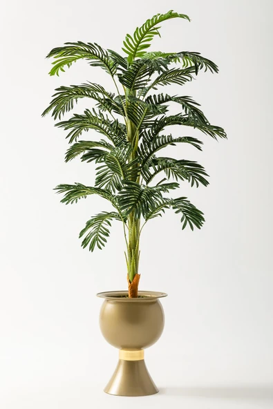 Güleç Yapay Çiçek Yapay Ağaç Areka 180 Cm 32 Yaprak Gold Balon Saksı ürün görseli