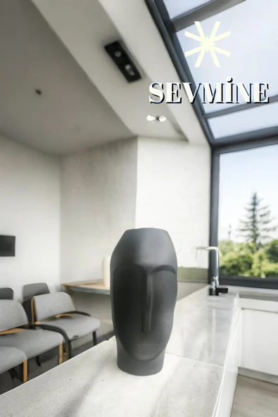 SEVMİNE İskandinav Tarzı Siyah Uzun Yüz Long Face Vazo 21 Cm - 3