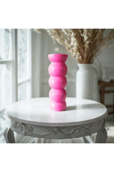 Bohem Iskandinav 20 Cm Fuşya Vazo | Hediyelik Zarif Modern Tasarım Trend Dekor - Resim 3