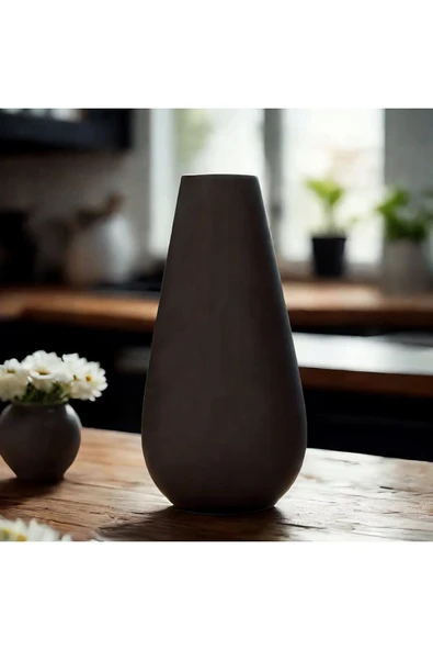 SEVMİNE Sade Iskandinav Tarzı Siyah Vazo Kuzey | Bohem Beton Dekoratif Vazo 16 Cm – Hediyelik, Trend - Resim 2