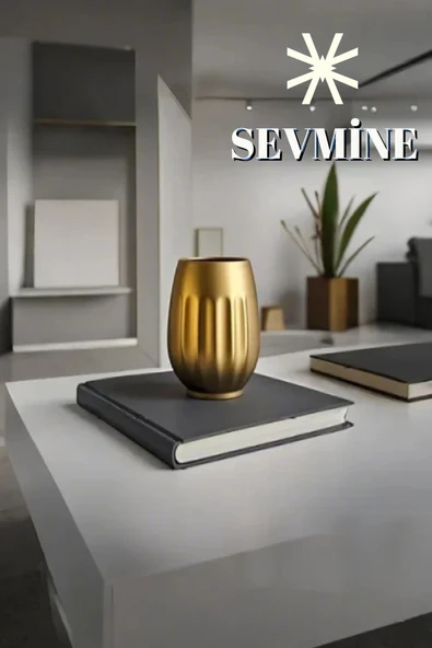 SEVMİNE Bohem Iskandinav Neva Gold Vazo 15 Cm | Hediyelik Modern Seramik Dekoratif Şık Tasarım - Resim 3