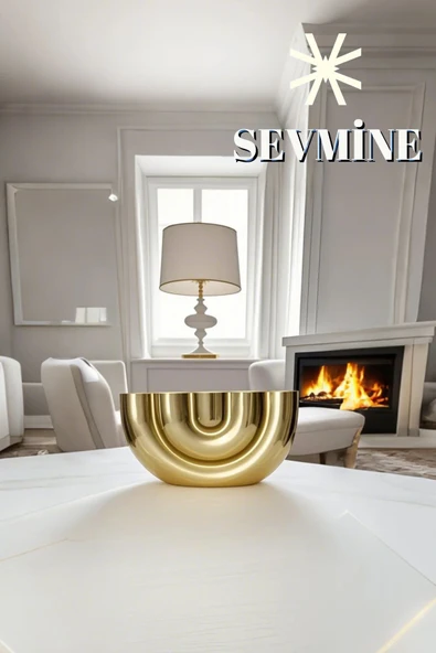 SEVMİNE Modern Tasarım 5 Li Beton Mumluk - Şık Tasarım Dekoratif Mumluk (17X9.5X4 CM) - Gold - 2