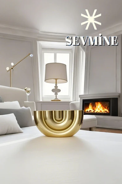 SEVMİNE Modern Tasarım 5 Li Beton Mumluk - Şık Tasarım Dekoratif Mumluk (17X9.5X4 CM) - Gold