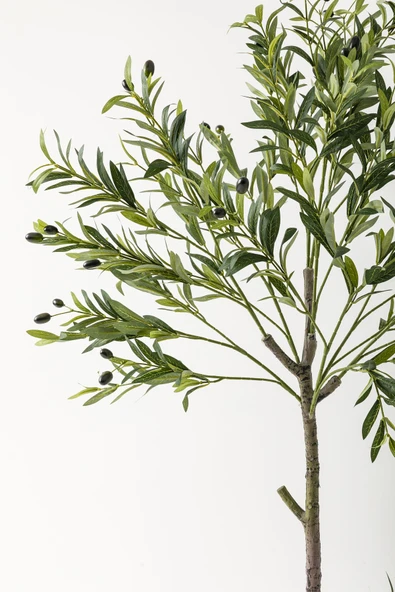 Güleç Yapay Çiçek Yapay Zeytin Ağacı 160 Cm Kahverengi Gold Metal Saksı - Resim 2