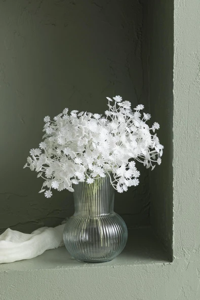 Güleç Yapay Çiçek Yapay Cipso Demeti Beyaz 30 Cm 5 Dal - Resim 2