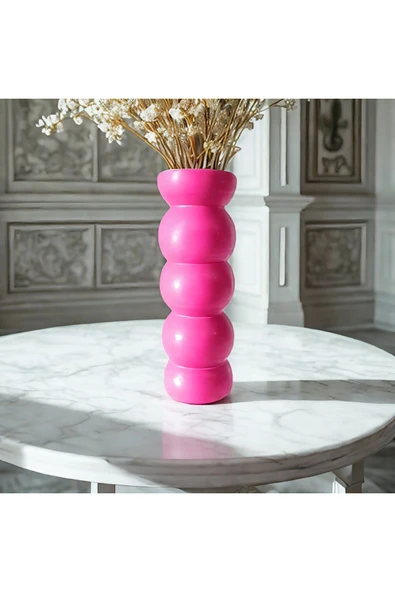 Bohem Iskandinav 20 Cm Fuşya Vazo | Hediyelik Zarif Modern Tasarım Trend Dekor - Resim 2