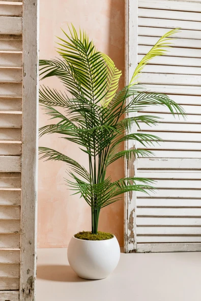 Güleç Yapay Çiçek Yapay Areka Palmiyesi 130 Cm Küre Plastik Saksı - Resim 2