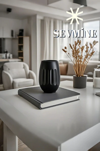 SEVMİNE Neva Siyah Seramik Vazo 15 Cm | Bohem Iskandinav El Yapımı Hediyelik Dekoratif Aksesuar ürün görseli 1
