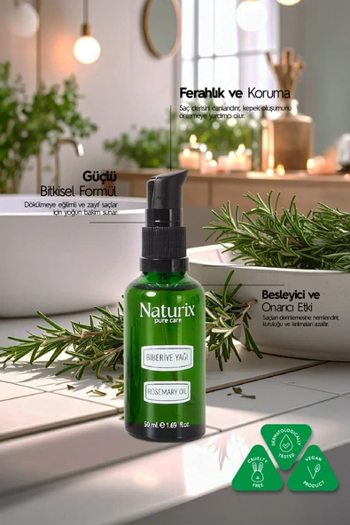 Biberiye Yağı %100 Doğal Dökülme Karşıtı, Saç Uzamasını Destekleyici ve Kepek Önleyici - 50 ml - 2