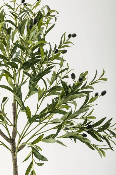 Güleç Yapay Çiçek Yapay Zeytin Ağacı 160 Cm Siyah Gümüş Metal Saksı - Resim 3