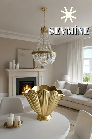 SEVMİNE Gold 16 Cm Modern Trend Istiridye Vazo - Mekanlarınıza Zarif Bir Dokunuş - 3