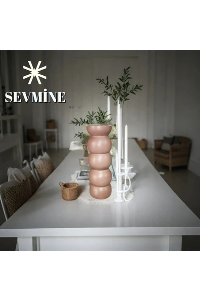 SEVMİNE Bohem Iskandinav 20 Cm Açık Kahve Vazo | Hediyelik Zarif Modern Tasarım Trend Dekor - 3