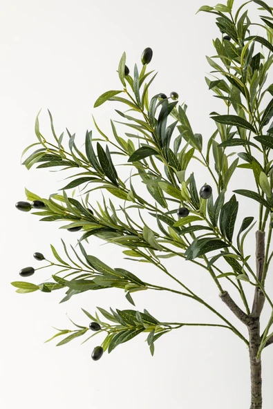 Güleç Yapay Çiçek Yapay Zeytin Ağacı 160 Cm Siyah Gümüş Metal Saksı - Resim 2