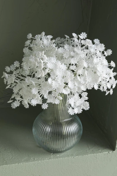 Güleç Yapay Çiçek Yapay Cipso Demeti Beyaz 30 Cm 5 Dal - Resim 3