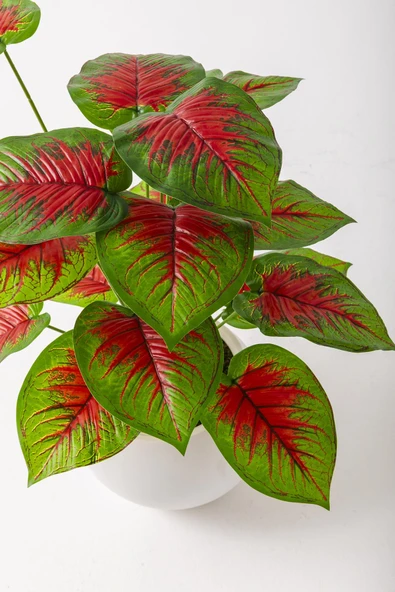 Güleç Yapay Çiçek Yapay Salon Köşe Çiçeği Devetabanı Kırmızı 65 Cm Küre Saksı - Resim 4