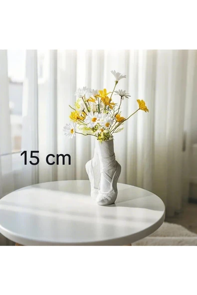 SEVMİNE İskandinav Tarzı Beyaz Sade Balerin Vazo ürün görseli 1