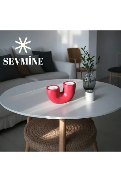 SEVMİNE Bohem Iskandinav Kan Kırmızı Beton Mumluk | Hediyelik El Yapımı Zarif Ikili Dekoratif Aksesuar ürün görseli 1