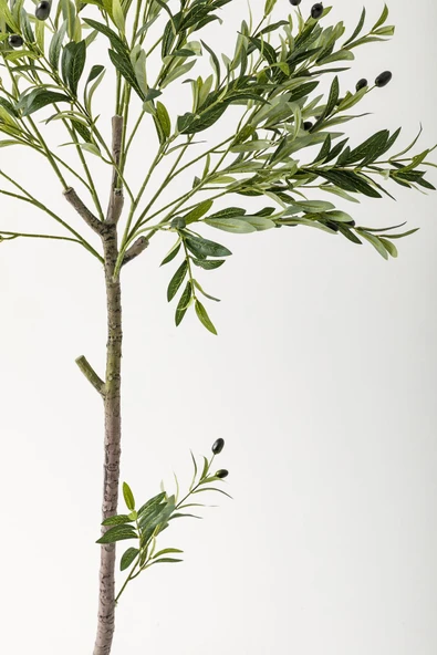 Güleç Yapay Çiçek Yapay Zeytin Ağacı 160 Cm Kahverengi Gold Metal Saksı - Resim 3