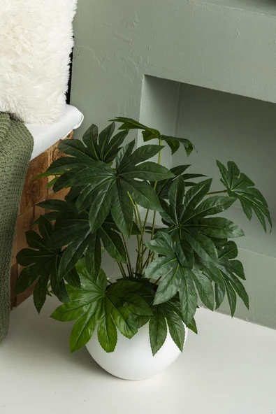 Güleç Yapay Çiçek Yapay Salon Köşe Çiçeği Japon Çınar 80 Cm Plastik Küre - Resim 2