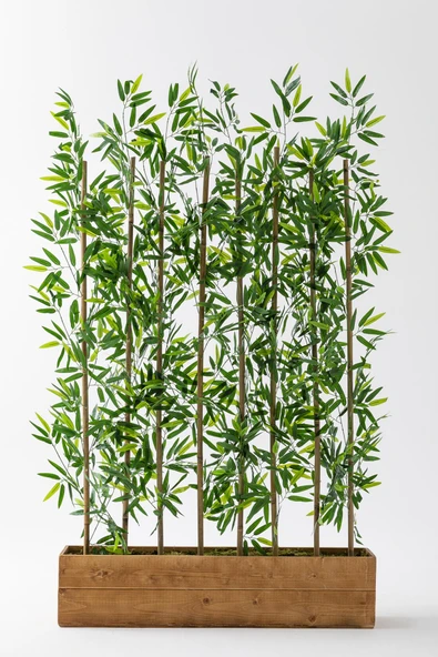 Güleç Yapay Çiçek Yapay Bambu Seperatör 180 Cm Ahşap Kahverengi Saksı