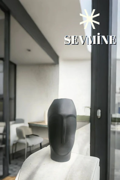 SEVMİNE İskandinav Tarzı Siyah Uzun Yüz Long Face Vazo 21 Cm - 2
