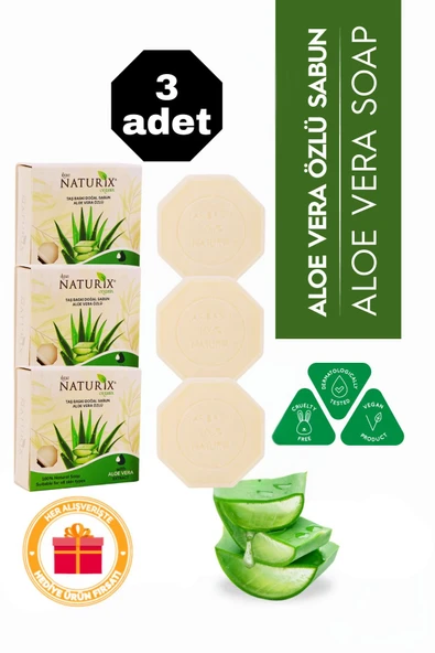 Aloe Vera Özlü Taş Sabun 3'lü Eko Paket Nemlendirici ve Gözenek Destekleyici Bakım - 3X125 gr