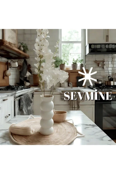 SEVMİNE 20 cm Sade Zarif Bohem Beyaz Iskandinav Tarzı Trend Vazo ürün görseli 1