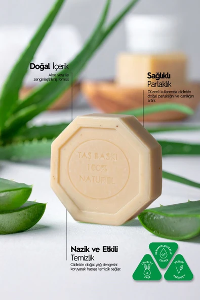 Aloe Vera Özlü Taş Sabun 3'lü Eko Paket Nemlendirici ve Gözenek Destekleyici Bakım - 3X125 gr - 2