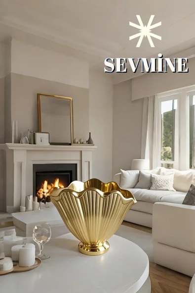SEVMİNE Gold 16 Cm Modern Trend Istiridye Vazo - Mekanlarınıza Zarif Bir Dokunuş