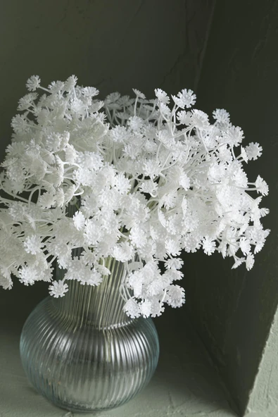 Güleç Yapay Çiçek Yapay Cipso Demeti Beyaz 30 Cm 5 Dal - Resim 4