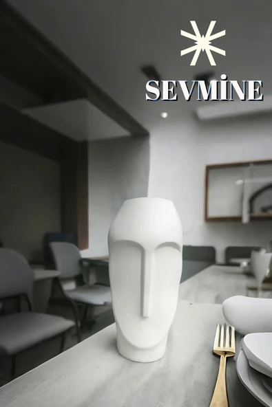 SEVMİNE İskandinav Tarzı Kırık Beyaz Uzun Yüz Long Face Vazo 21 Cm ürün görseli 1