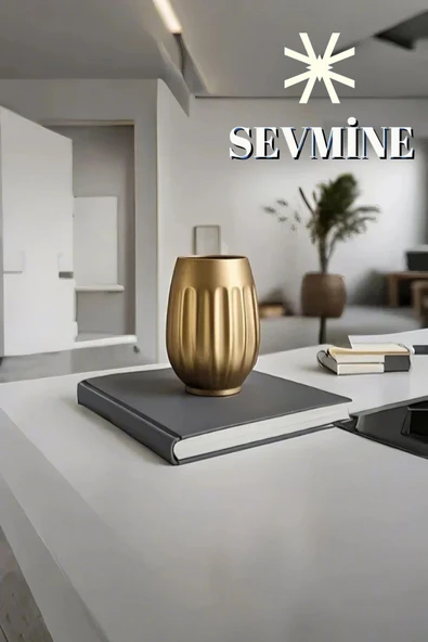 SEVMİNE Bohem Iskandinav Neva Gold Vazo 15 Cm | Hediyelik Modern Seramik Dekoratif Şık Tasarım ürün görseli 1