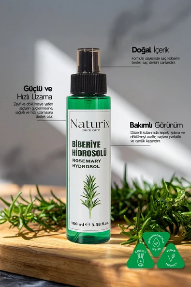 Biberiye Suyu %100 Doğal, Dökülme Karşıtı ve Saç Uzamasını Destekleyici Saç Toniği - 100 ml - 2